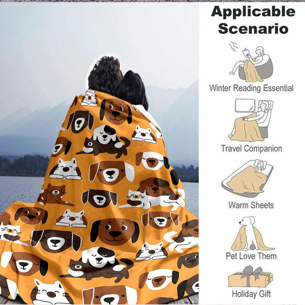 1pc Pets Animals Blanket, Lightweight Flannel Throw Blanket for Sofa, Bed, Travel, Camping, Living Room, Office, Couch, Chair, and Bed