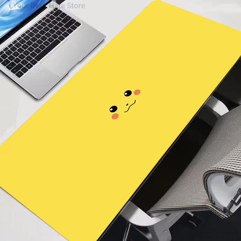 Minimalist Pikachu Face Desk Mat NonSlip Large Gaming Mouse Pad Waterproof Cute Anime Keyboard Pad for Girls Decor