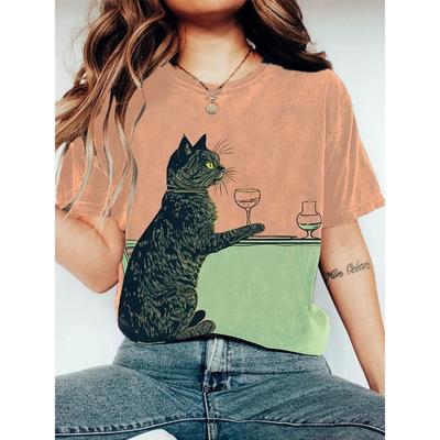 Женская забавная футболка с принтом животных, футболки с коротким рукавом, топы, 3D-принты, рубашки с круглым вырезом, летняя повседневная