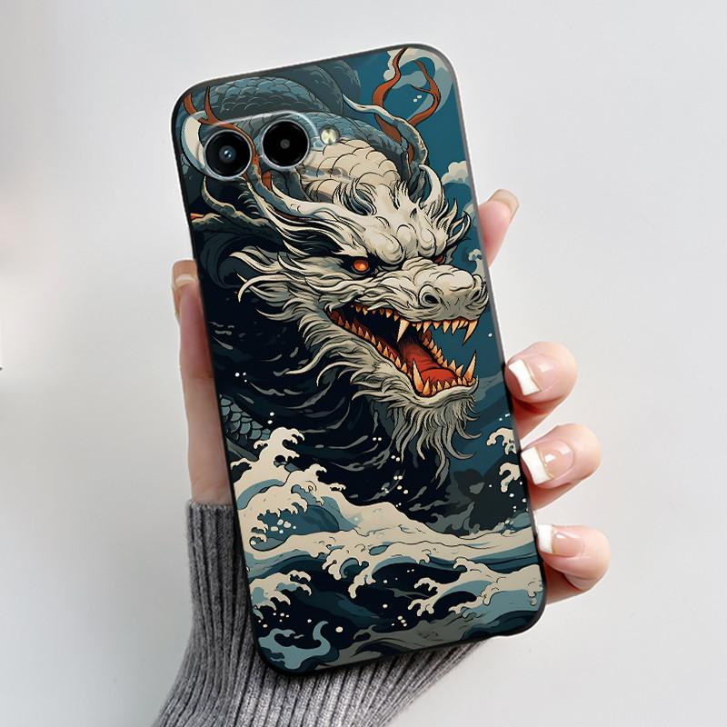 Case For TCL T-Mobile T Phone 3/ Revvl 8 Bumper Black Shockproof Soft Casing Fashion New Design Mighty Dragon Pattern Cover