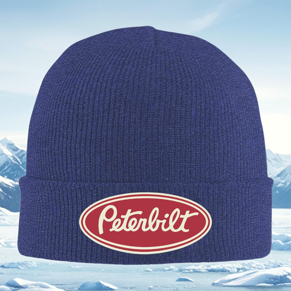 Oval badge Peterbilt text emblem Men Women Unisex Knitted Hat Beanie Pullover Cap Winter Thermal Warm Christmas Outdoor Cycling