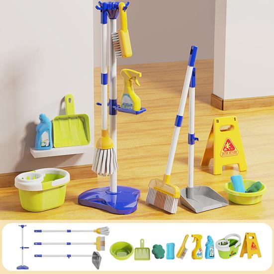 Набор для уборки для малышей Детская игрушка для уборки Включает щетку-пыльник швабру губку веник совок тряпку набор для ролевых игр в домашнюю работу для мальчиков девочек 2-5 лет