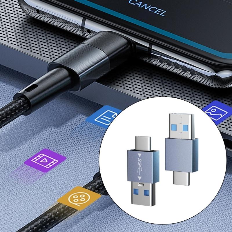2 шт. Портативный конвертер Type C на USB 3.1, адаптер Male-to-Male с двойной функциональностью для смартфонов и ноутбуков