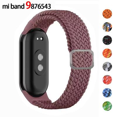 Плетеная петля для браслета Mi band 9 8 Эластичный регулируемый нейлоновый ремешок Miband 7 8 correa Браслет xiaomi Mi band 4 3 5 6 7 8