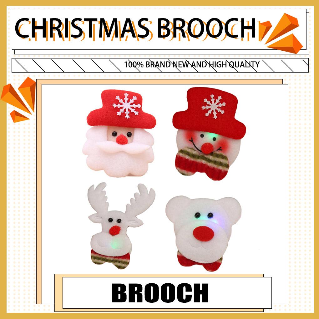 Рождественская светящаяся брошь на батарейках Рождественская нагрудная булавка Украшение для вечеринки Праздничная атмосфера Нового года Декор для одежды