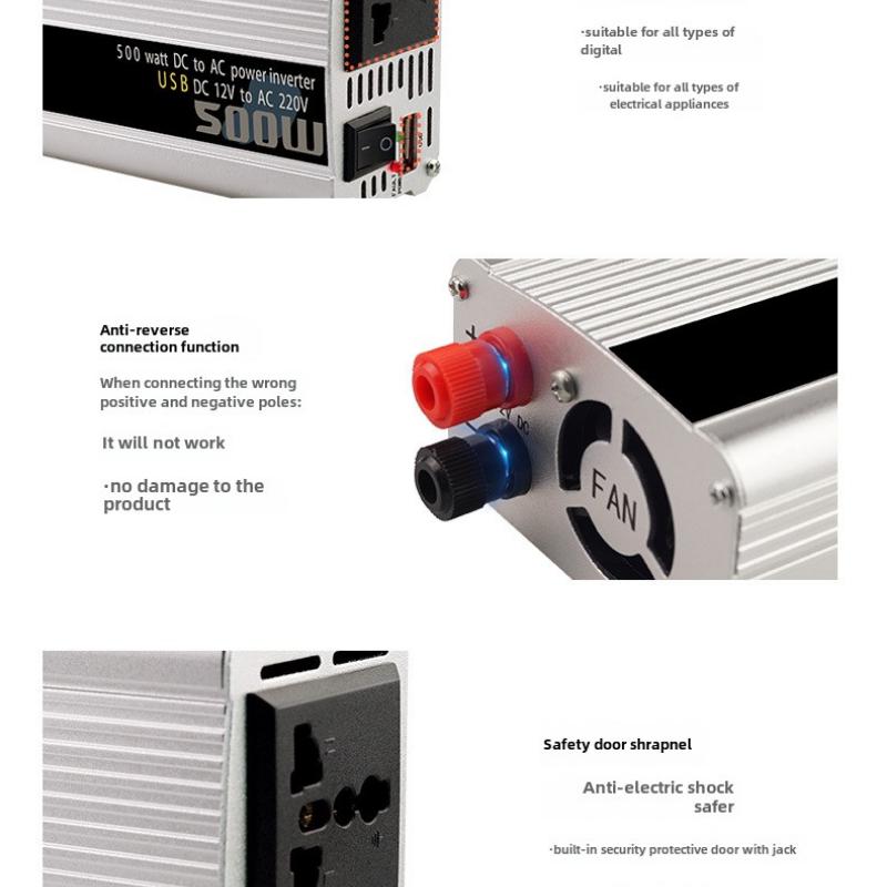 500 Вт инвертор с модифицированной синусоидой 12 В 24 В до 110 В 220 В полная мощность для зарядки портативного транспортного средства на открытом воздухе