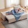 Corner Sofa with Sleep Function and Reversible Chaise Longue, L-Shaped 3-Seater Sofa with Velour Cover, Beige