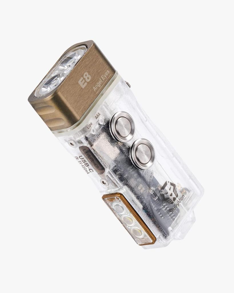 RovyVon E8 EDC Flashlight USB C 500 Lumens Dual Power Small Torch Compatible AAA for Camping and 4000K High Color Rendering Lamp 9 Modes Light