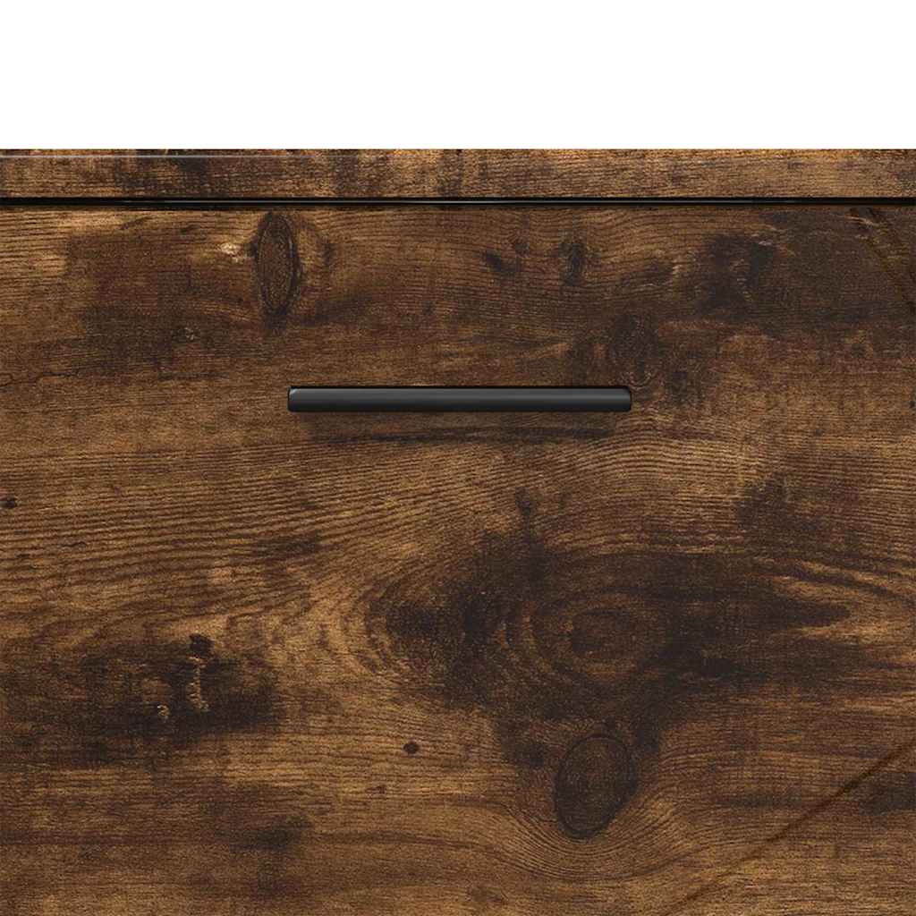 Bathroom Furniture Set 3 Pieces Smoked Oak Plywood and Metal