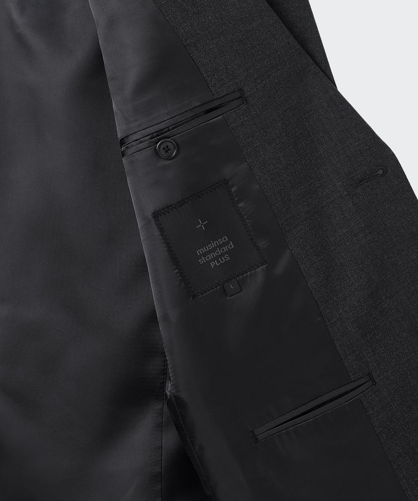 MUSINSA STANDARD [Plus] Relaxed Basic Wool Blazer [Charcoal Grey]