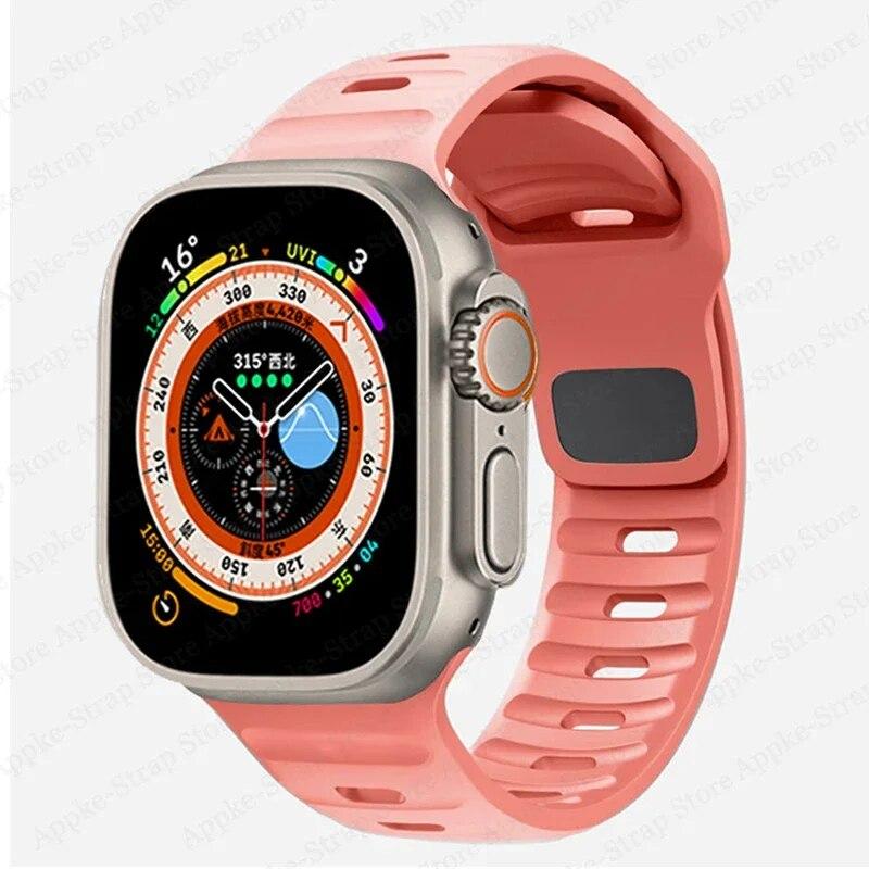 Silicone Strap for Apple Watch Band Ultra 2 49mm Correa Bracelet for Iwatch 9 8 7 6 5 SE 4 3 2 1 44mm 40mm 41mm 45mm 38mm 42mm Watchband