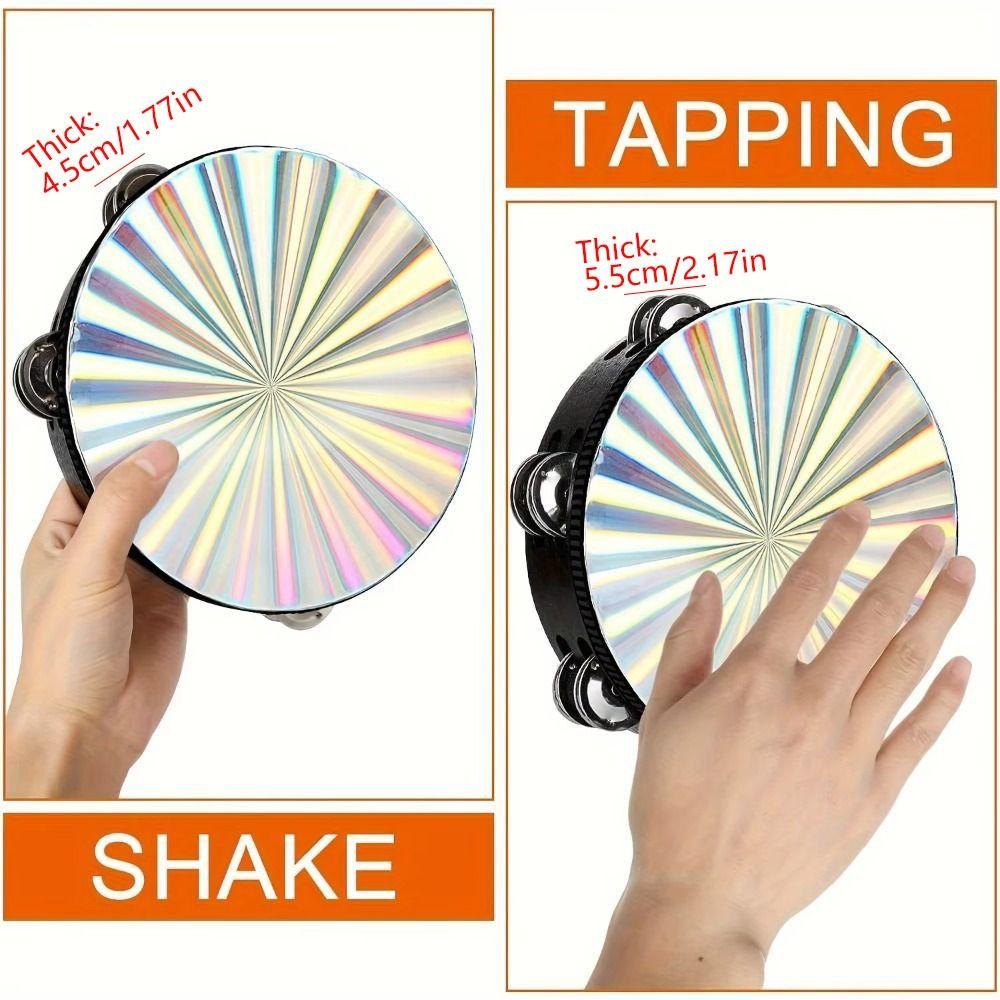 6/8/10 Inch Hand Drum Single/Double Row Tambourine Handbell  Musical Percussion Instrument