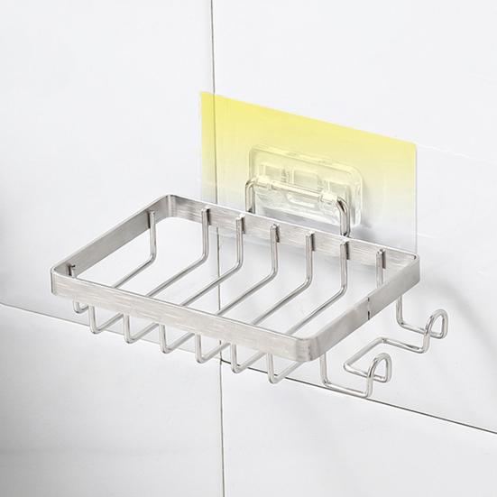 1/2 шт., настенное крепление, мыльница, боковые крючки, полый держатель из нержавеющей стали для душа, контейнер для мыла, коробка для хранения, кухонные принадлежности для ванной комнаты