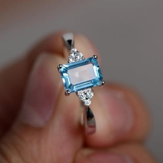 Кольцо Квадратный Горный Хрусталь Блестящий Долговечный Гипоаллергенный Украшение Износостойкий Искусственный Радуга