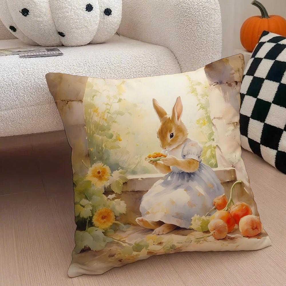 Classic Cute British PPeter Rabbit Cushion Cover Throw Pillow Cover Hidden Button Durable Polyester Chair Cushion