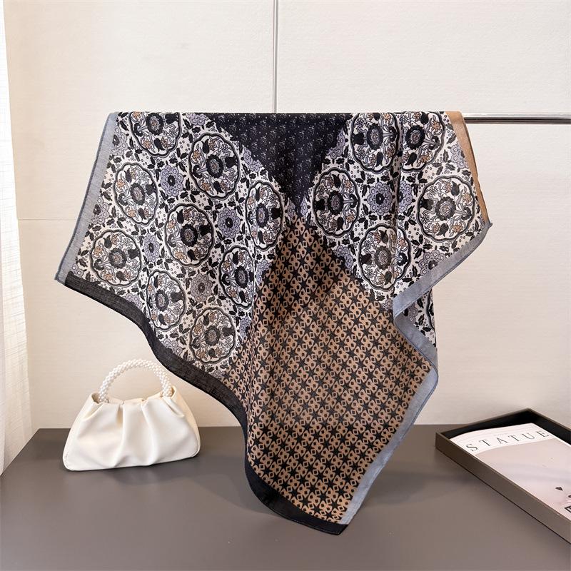 Горошек Стиль Елочка Узор Хлопок И Лен Маленький Квадратный Шарф Шелковый Шарф Имитация Бархата Головной Платок Шаль Шарф для Защиты от Солнца Женский Шарф