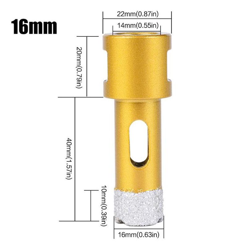 Резьбовое паяное алмазное сверло для бурения отверстий, сверло для угловой шлифовальной машины M14 для керамической плитки, мрамора, гранита, кирпича 6-65 мм