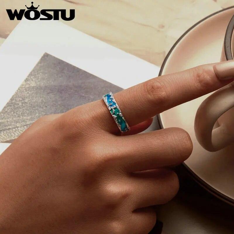 WOSTU Оригинальное открытое кольцо из стерлингового серебра 925 пробы с романтическим принцем и лисой, кольцо на палец со звездами Авроры, регулируемое для женщин, ювелирное изделие, подарок