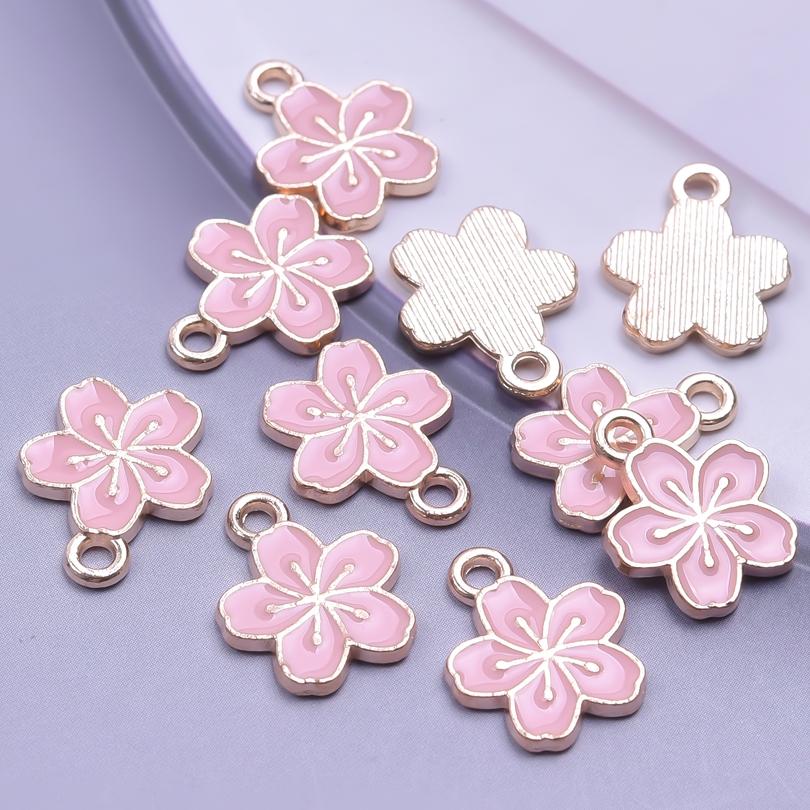 Pink Love Girl Accessories Enamel Bulk Charms For Jewelry Making Supplies Moon/Flower/Butterfly Pendants Charm DIY Earring Craft