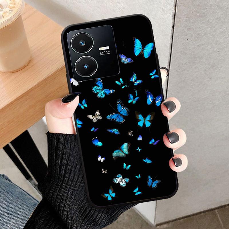 For Vivo Y22 4G Case Wolf Cat Soft Silicone Shockproof Phone Cover For Vivo V2207 V2206 Y22s Y 22 Y 22S Cases 2022 Black Bumper