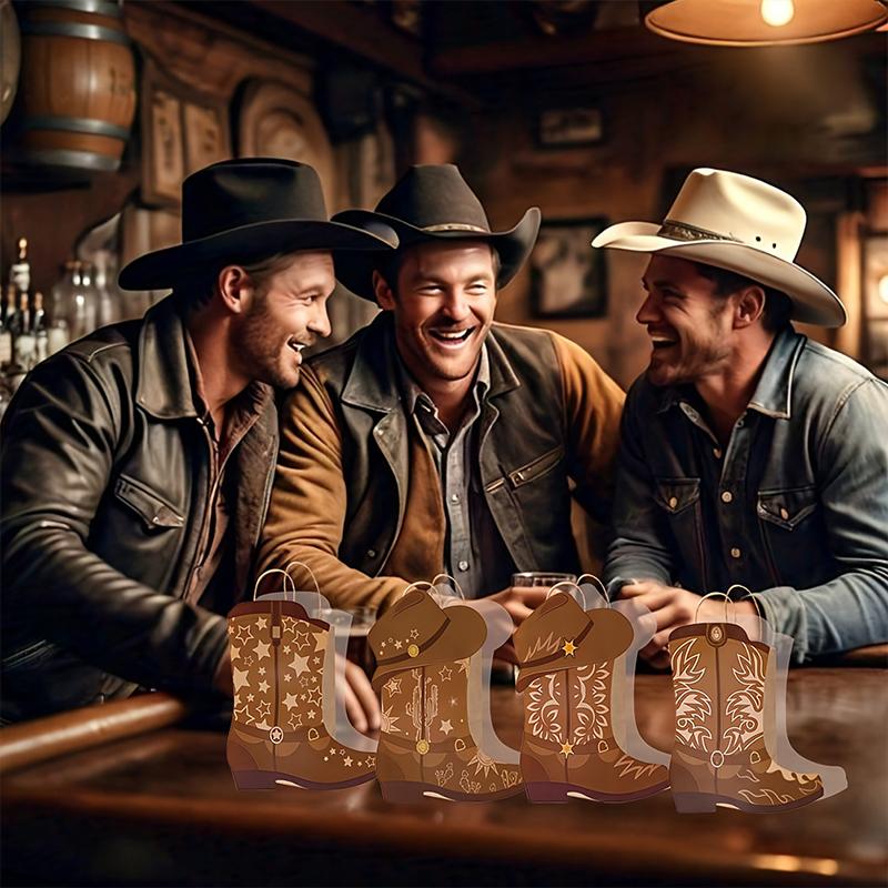 16PCs Gift Packaging Bags Rodeo Theme Party Mixed Colors Western-Themed Designs Favor Bags Wild West Decorations