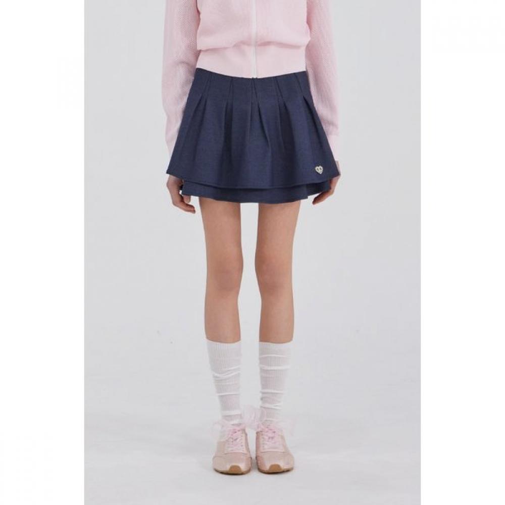 Goxo Denim Two Layer Skirt Metal Heart