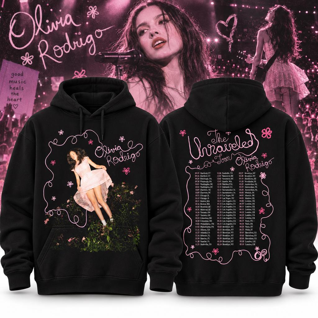 Толстовка на молнии The Unravel Tour с узором Цветочное сердце, напечатанная спереди и сзади, Мерч для музыкальных энтузиастов, Свитшот