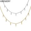 ANENEJERY Cubic Zircon Inverted Triangle Tassel Necklace For Women Copper Choker Clavicle Chain Jewelry