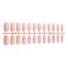 Strawberry Print Orange Tone Press-On Nails, Medium-Long Length, Women's Wearable Manicure