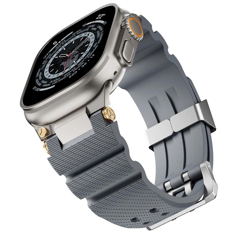 Силиконовый спортивный ремешок для Apple Watch Ultra 2/3 49 мм Series 11 46 мм 10 9 8 7 45 мм резиновый браслет для IWatch 6 5 4 Se 44 мм 42 мм