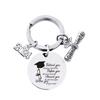 2024 Graduation Keychain Rings Key Holder Engraved Inspirational Language Doctoral Cap