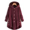 Women's Coat Button Plush Solid Color Hooded Jacket