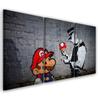 Three Piece Picture Canvas Print Banksy Mario Graffiti