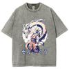 Japanese Anime Cartoon Dragon Print Women T-Shirt Pure Cotton Comfortable Short Sleeve Crew Neck Washed Unisex Top