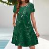 Summer Dresses For Women Beach Floral Sundress Short Sleeve Pockets Casual Tshirt Dress
