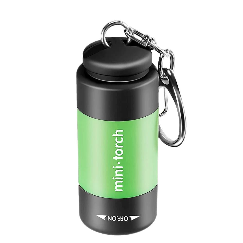 Mini LED Torch Light USB Charging Portabl Keychain Flashlight Rotary Switch Lamp Waterproof Outdoor Camping Emergency Flashlight