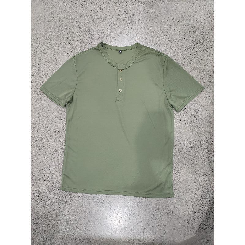 Мужская футболка-henley, быстросохнущая, с сетчатой вязкой, с коротким рукавом, американская повседневная, летние топы
