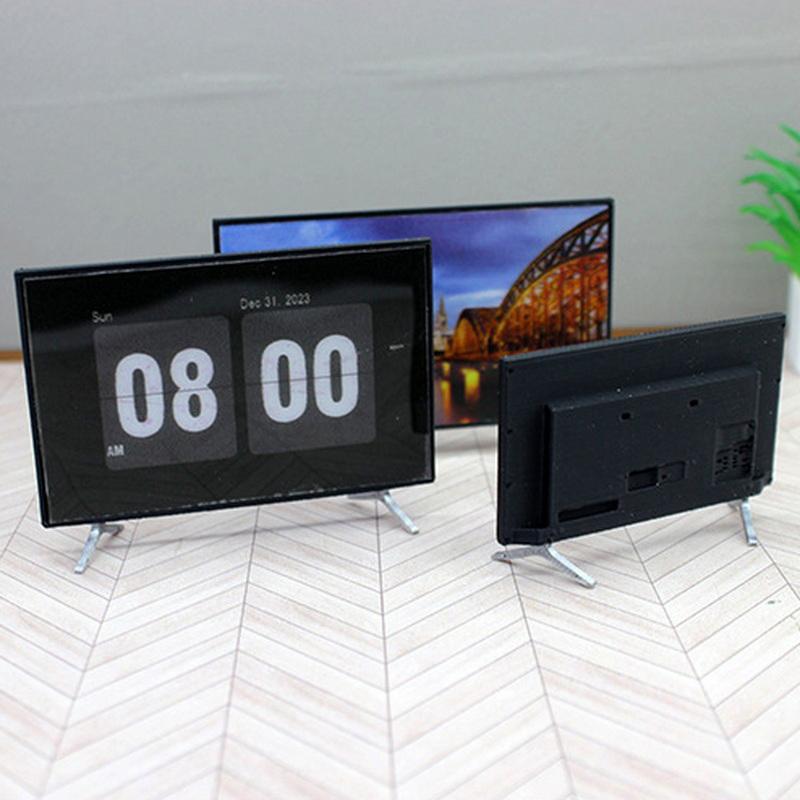 1:12 Кукольный Дом Телевизор Имитация Телевизора Мини Телевизор С Подставкой Базовая Модель Миниатюрная Мебель Кукольный Домик Гостиная Украшения