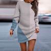 Women's Round Neck Geometric Long Sleeve Hip-wrapped Dress Sweater Dress