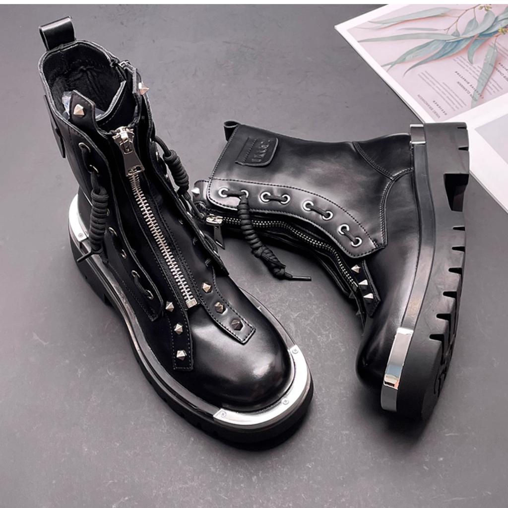 Мода Высокое качество Кожа мужские туфли на платформе лоферы модные панк Кроссовки Повседневная обувь высокие кеды Zapatos Hombre A7