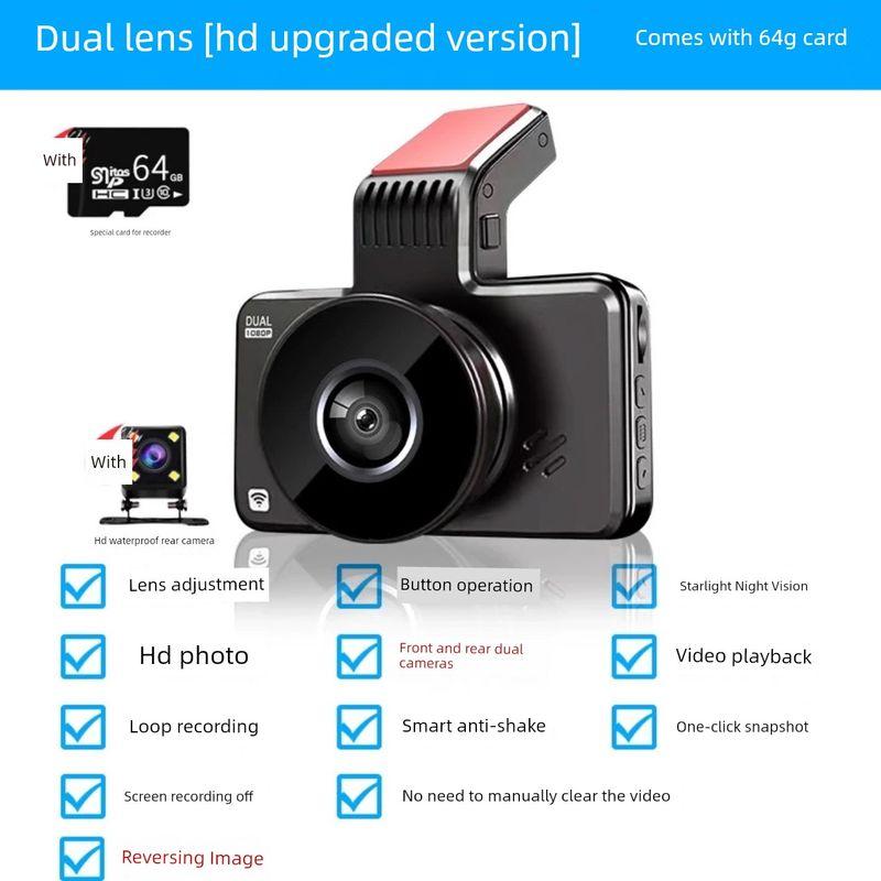 Driving Recorder 2026 New Model, Wire-Free 4K Ultra-High-Definition Night Vision, Front and Rear Dual Cameras, Car-Mounted 360 Panoramic Wifi