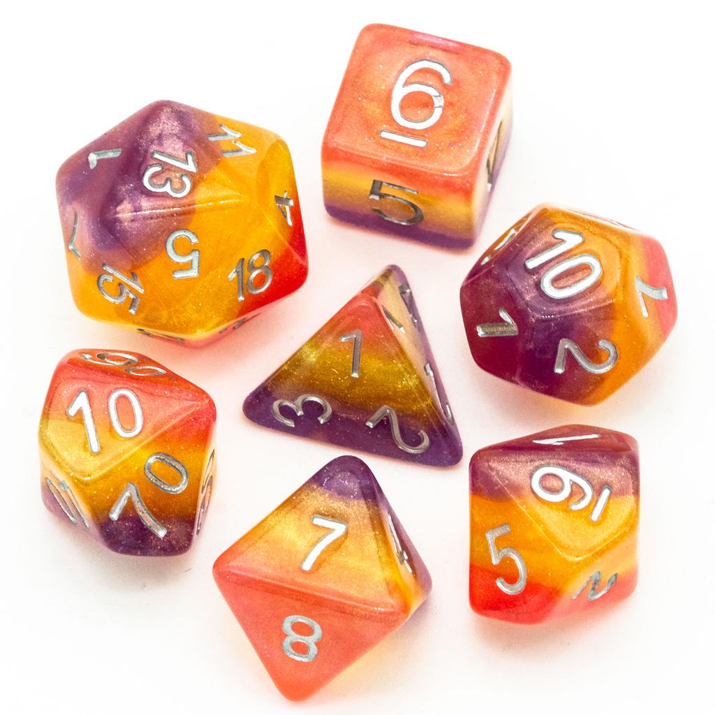 Cusdie Многослойный набор кубиков для D&D, смола, блестки, 7 шт. D4-D20, разноцветный полиэдральный набор кубиков для настольных ролевых игр D&D
