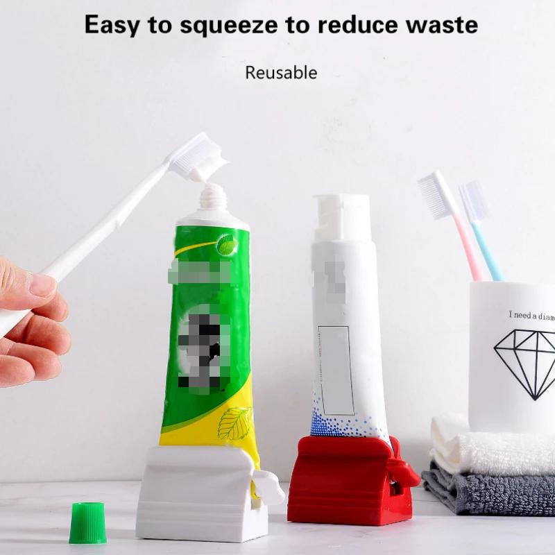 1 шт. Выдавливатель зубной пасты: Многофункциональный вращающийся держатель дозатора для эффективного использования в ванной комнате
