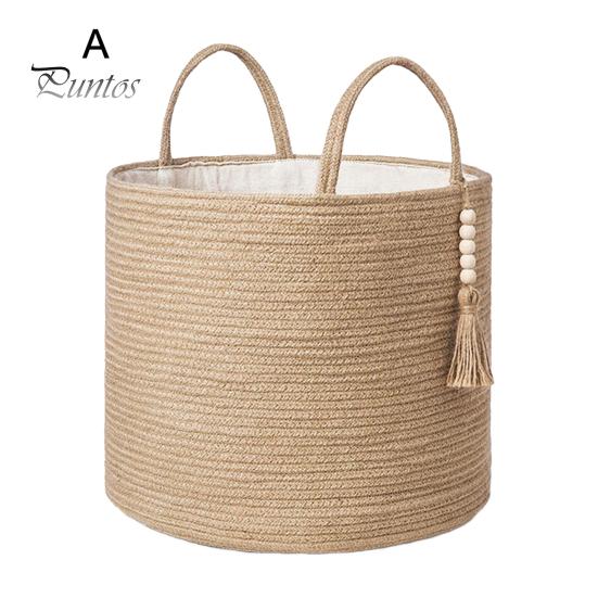 Плетеная корзина для хранения, декоративная корзина из натуральной веревки с ручкой, большая вместительная корзина для хранения игрушек, органайзер для одежды