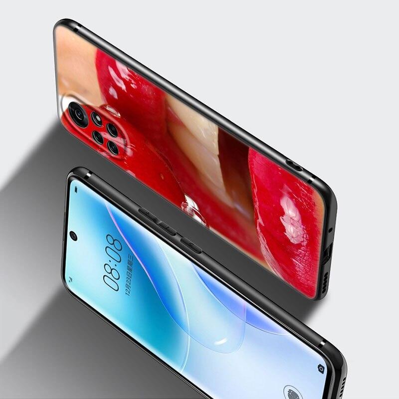 Красивый чехол для телефона с красными губами для Huawei Honor 60 50 Mate 40 30 20 10 Lite Nova 9 8 Pro 7 SE Y60 30S 8i 7i 5T, черный чехол премиум-класса