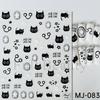 Kawaii Little Black Cat Nail Stickers Cartoon Cute Cat Stars Letters Nail Sliders Y2K Korean Japanese Nail Art Manicure Decors