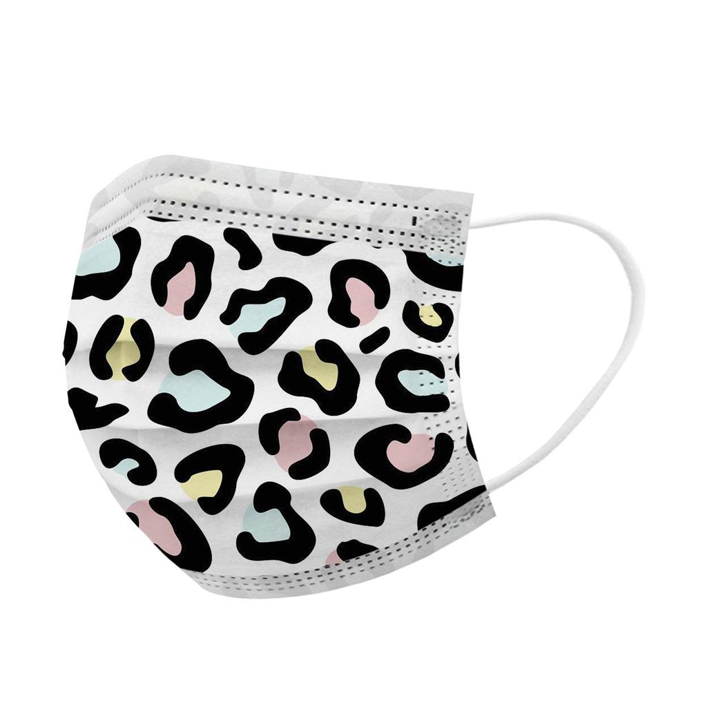 10PCS Adult Three-Layer Disposable Dust-Proof Protective Leopard Print Mask