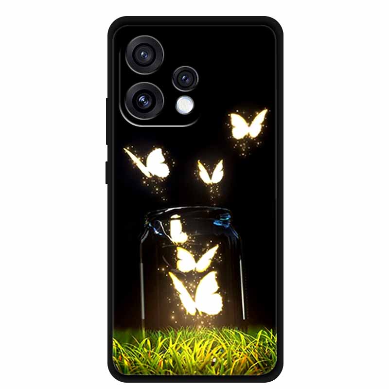 Чехол для Oppo Reno15 5G 6.59" Милый Кот Черный Край Мягкий Силикон Волк Задняя Крышка Телефона Для Oppo Reno 15c 5G Защитный Лев Funda
