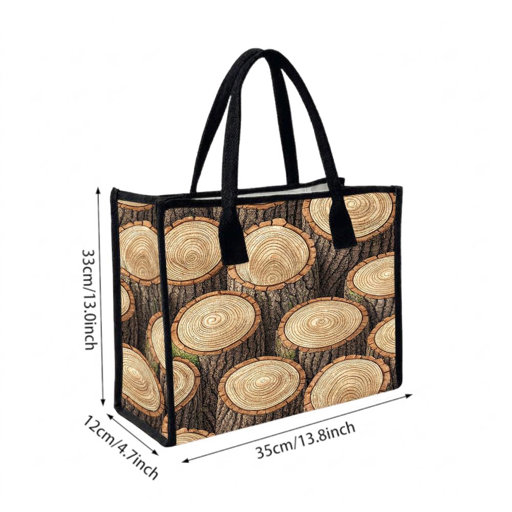 Wood Grain Pattern Tote Large Capacity Daily Commute Shoulder Handbag