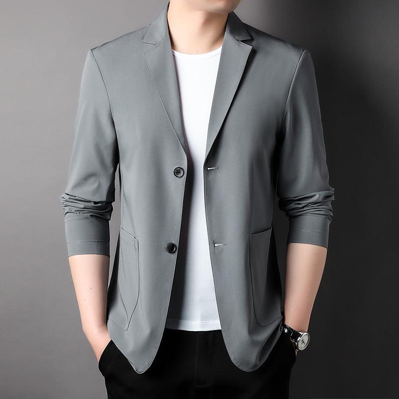 Мужской летний тонкий костюм, куртка из ледяного шелка с защитой от солнца, универсальный повседневный костюм высокого класса для мужчин